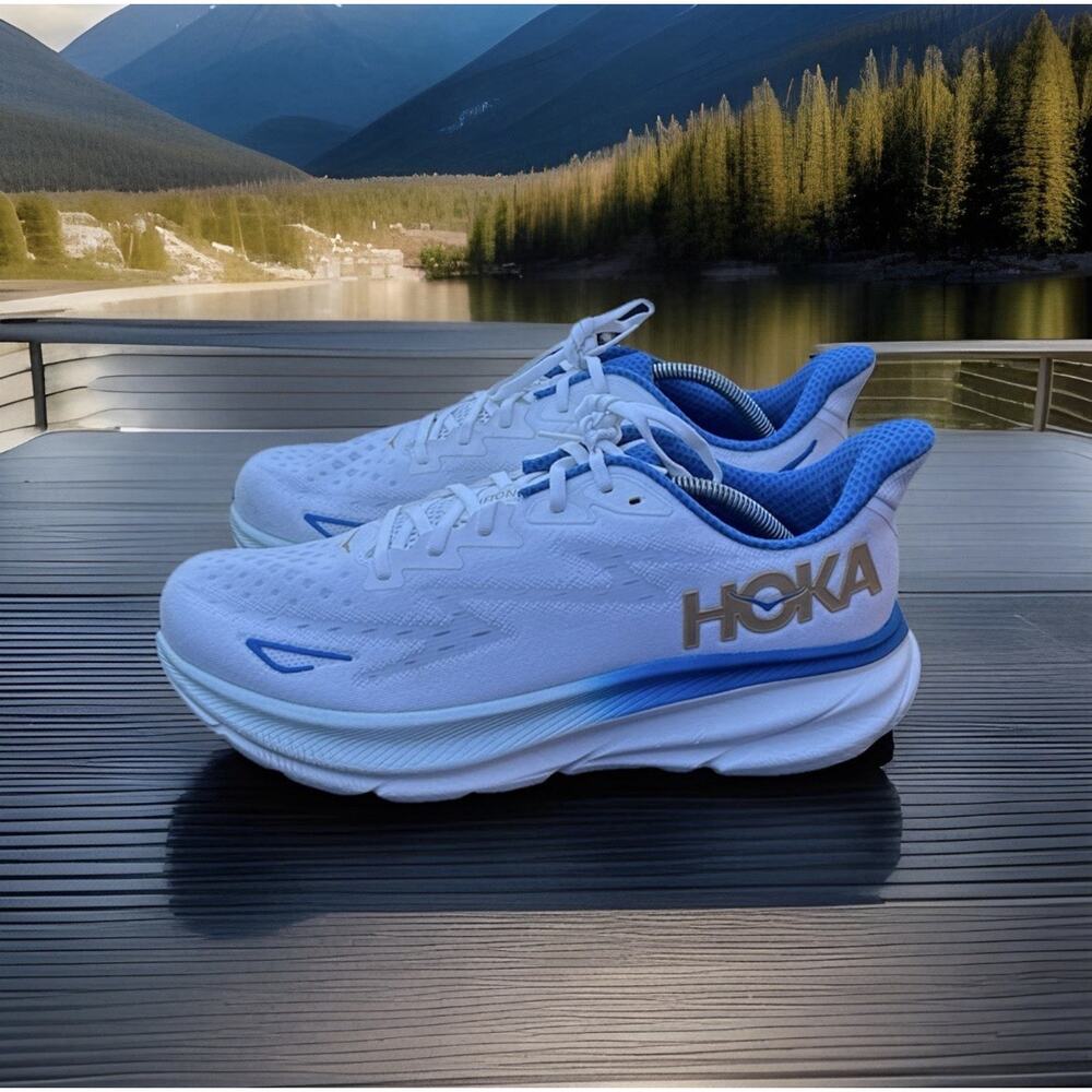 Hoka One One Clifton 9 1127895-FTG Athletic Sneaker Shoes Men's 12.5D White Knit